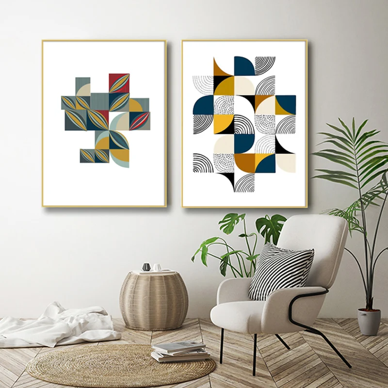 

Abstract Simple Life Geometric Scandinavia Prints Poster Canvas Paintings POP Wall Art Pictures for Living Room Home Decor
