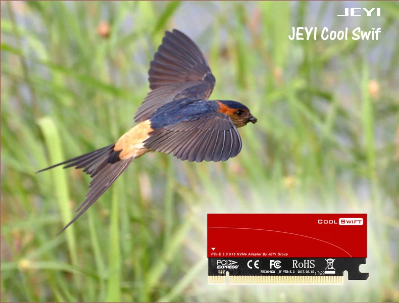JEYI Cool Swift NVME M.2 PCI-E X16 2280 Плата расширения Золотой бар алюминиевый лист теплопроводность кремния вафельное охлаждение