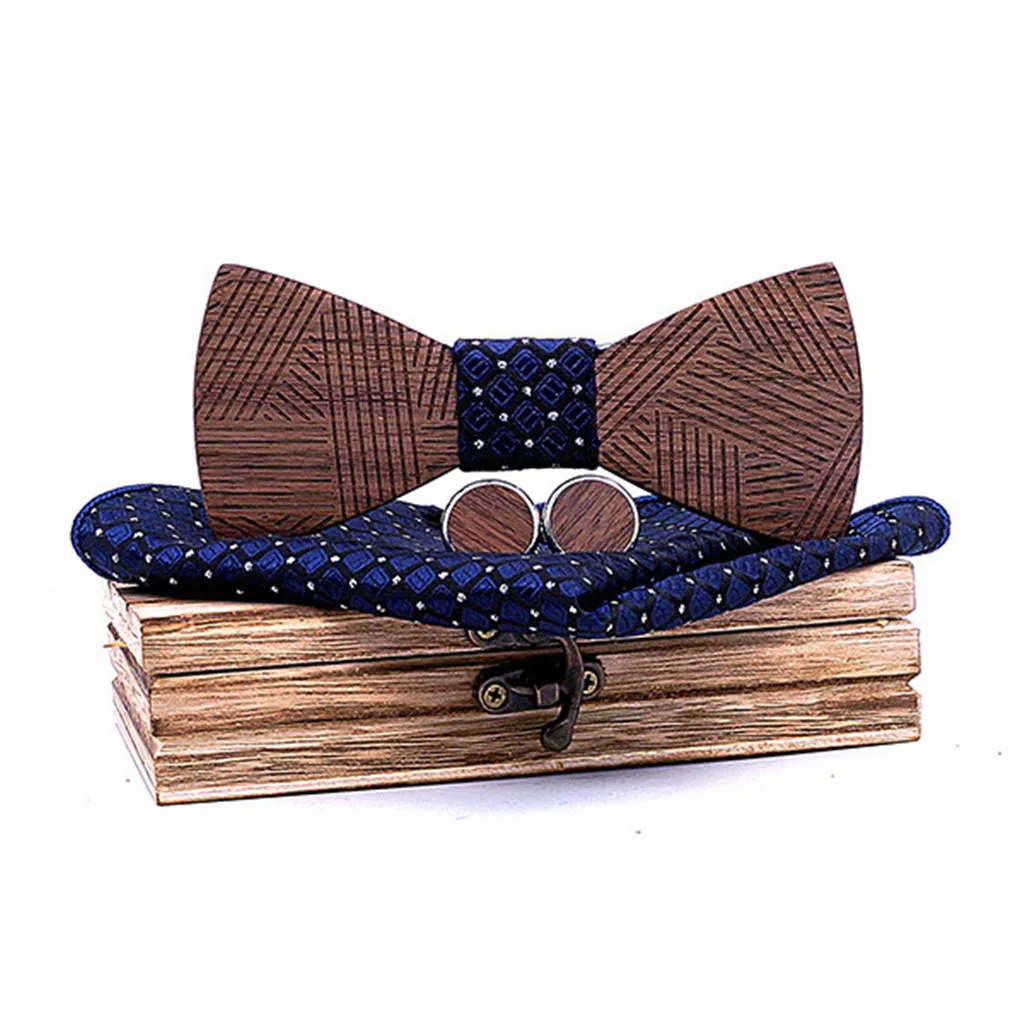 Ручной деревянный Повседневный модный галстук-бабочка платок набор мужской галстук-бабочка деревянный полый резной и коробка галстук-бабочка homme 50 - Цвет: B