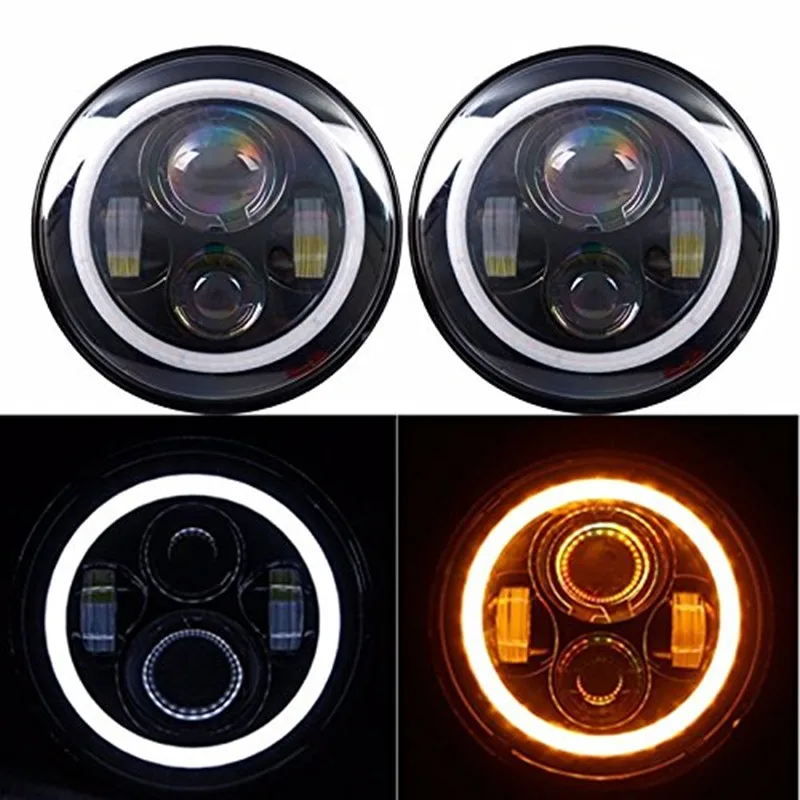 

40W 7INCH LED Headlights with High/Low Beam White/Amber signal light for 97-15 Jeep Wrangler JK CJ Harley Davidson