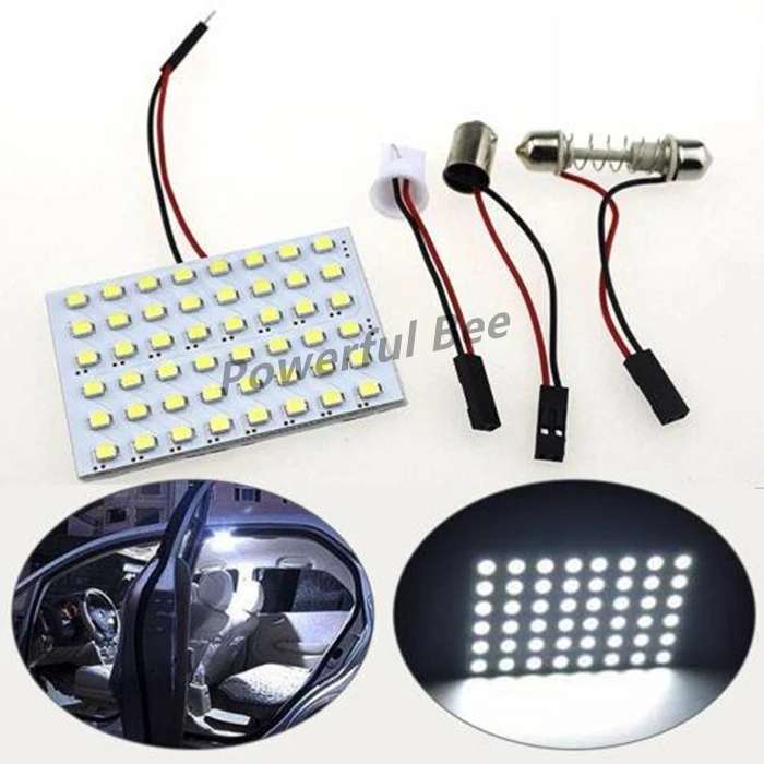 

2 x 48SMD LED car panel lights T10 BA9S C5W 3528 4W DC12V boat or DC24V truck dome luggage compartment lamp bulb