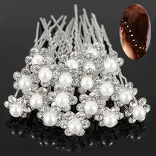 Горячие 20 шт./лот свадебное для невесты подружки невесты Hairwear Жемчужный Цветок горный хрусталь заколки для волос Аксессуары Украшение для волос