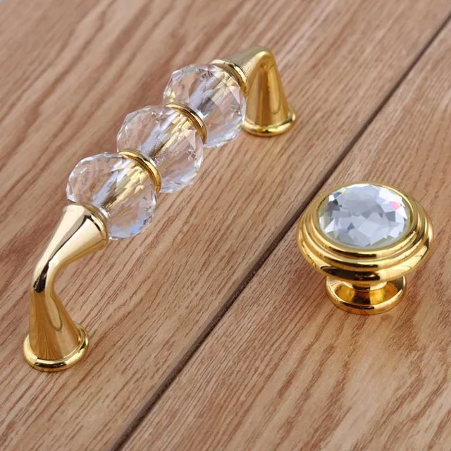96mm fashion deluxe glass crystal win dresser door handles golden drawer knobs pulls 3.