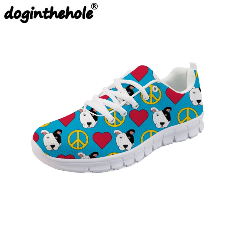

doginthehole Pit Bull Terrier Printing Sneakers Women Flats Sport Shoes for Female Comfortable Walking Shoes Jogging Walking