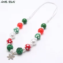 MHS. SUN рождественские украшения для маленьких девочек, регулируемое ожерелье с веревочкой, подвеска в виде снежинки, детское массивное ожерелье с бусинами для подарка, 1 шт