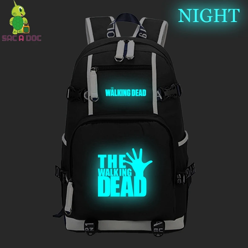 Walking Dead Mochilas светящийся дорожный рюкзак из хлопковой ткани, рюкзак для ноутбука, студенческий рюкзак унисекс, повседневный рюкзак большой емкости