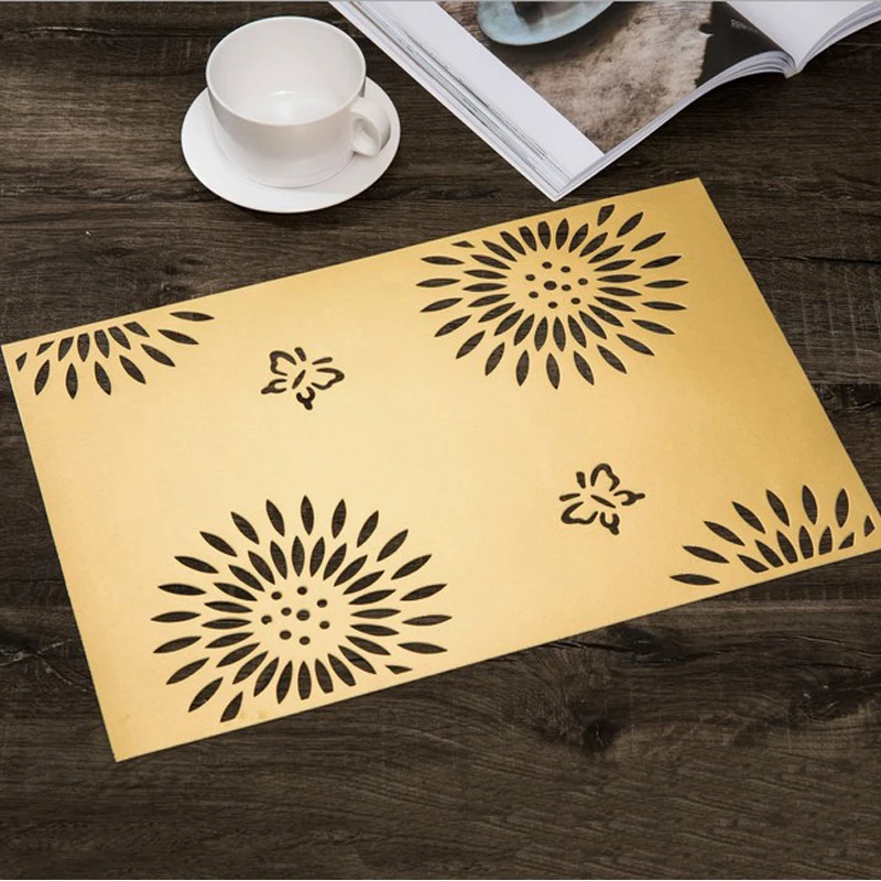 

4pcs/set Placemat Dining Table Mats Rectangular Bowl Pad Dining Table Mat Coasters for Wedding Party