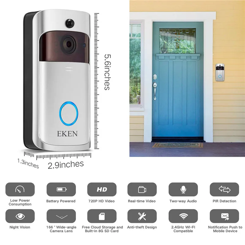 Оригинальный умный беспроводной WiFi охранный звонок на двери глаз визуальная запись ночного видения телефон видео домофон звонок дверной