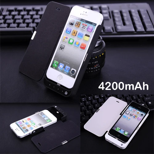 Luxury 4200mAh External power pack with cover bank Portable Charger Backup Battery Case For iphone 5