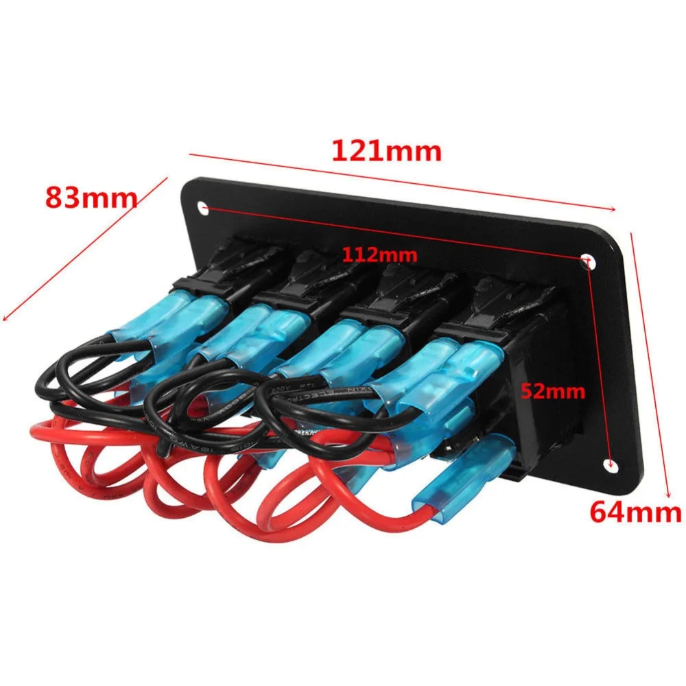 Painel de Luz Gang Alternar Rocker Switch Led On-off Car Marine Boat dc 12 v - 24 4 14 4 Gang Alternar Rocker Switch Painel de