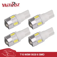 4PCS T10 Super Bright 6 SMD 5630 LED Projector Lens Auto Wedge Lamp WY5W 192 W5W 6SMD 5730 LED Car Marker Light Parking Bulb 12V