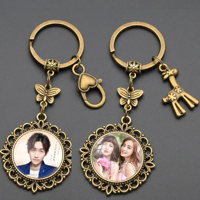 Keychain print your photo crystal personalized photo diy keychain christmas gift lover gift retail customization