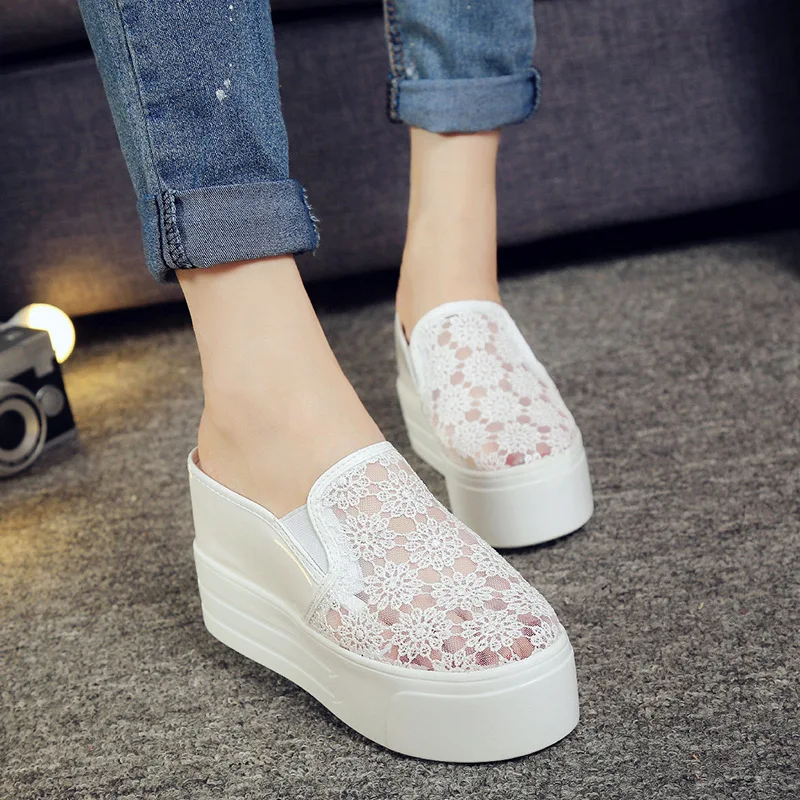 

Women flats fashion summer women shoes cutouts lace canvas hollow breathable casual platform flat shoes woman sneakers NY-48