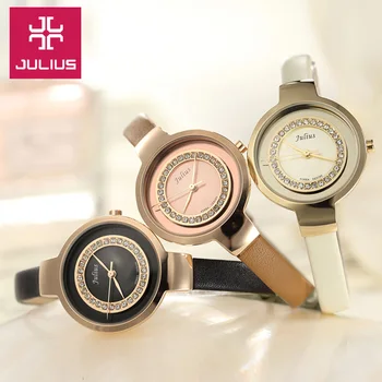 Julius Lady Women's Watch Japan Quartz Hours Fine Fashion Dress Leather Bracelet Girl Christmas Valentine Gift NO Box assassin s time men s watch japan quartz lunar man hours punk fire fine fashion clock genuine leather boy s birthday gift box
