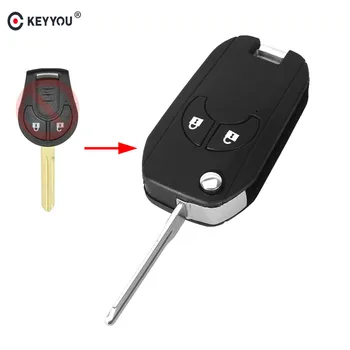 

KEYYOU Replacement 2 Button Modified Folding Remote Key Shell Filp Car Key Case For Nissan Cube Micra Note Qashqai Juke X-Trail