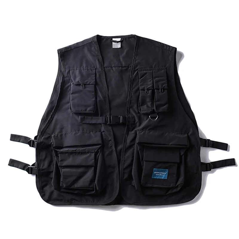 DARK ICON Military Multi Pocket Vest Hip Hop Vest Men 2019 Hi-end Fashion Solid Color Buckle Men's Vest Streetwear