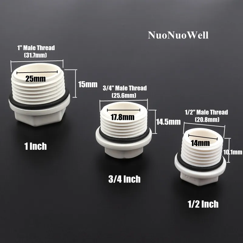 6pcs/lot 1/2" 3/4" 1 Inch Male Thread PVC Pipe Plug Micro Irrigation Fittings Water Pipe Connectors Tube End Caps Screw Plug