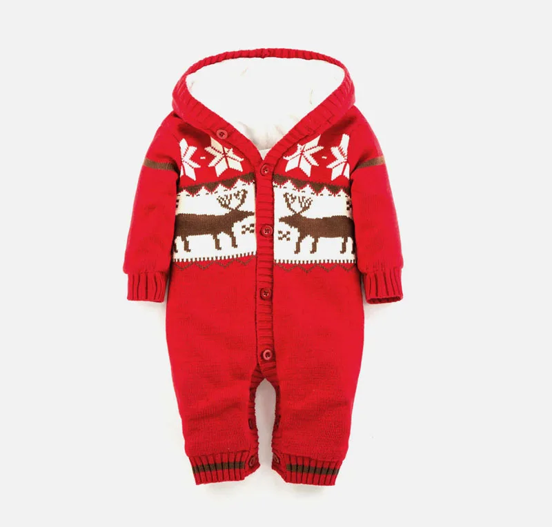 IYEAL/осенний Детский комбинезон для новорожденных; утолщенный Зимний вязаный свитер в полоску с капюшоном; теплые комбинезоны; флисовое пальто для маленьких девочек и мальчиков