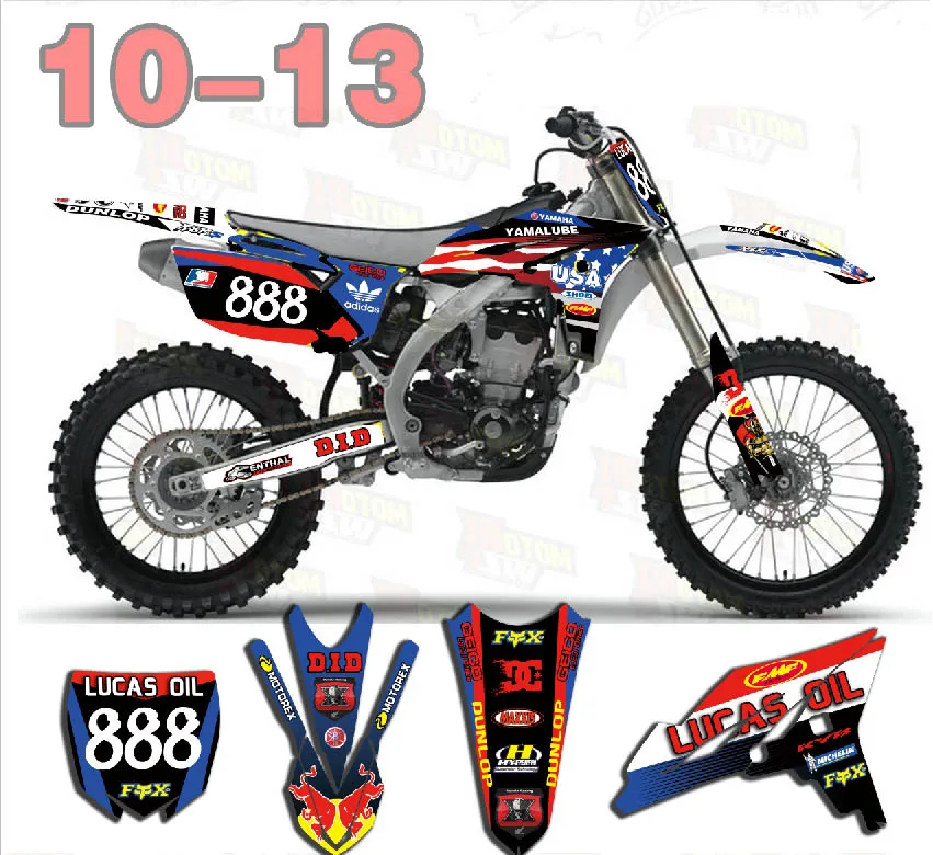 Полный пользовательские наклейки Графика наклейки для Yamaha YZ250F YZF250 10 11 12 13