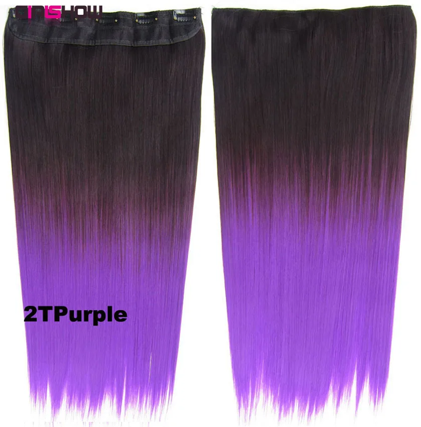 Girlshow клип в на синтетический dip dye ombre шиньоны два тона прямой срез волос Расширение 36 видов цветов, 130 г, 60 см 1 шт