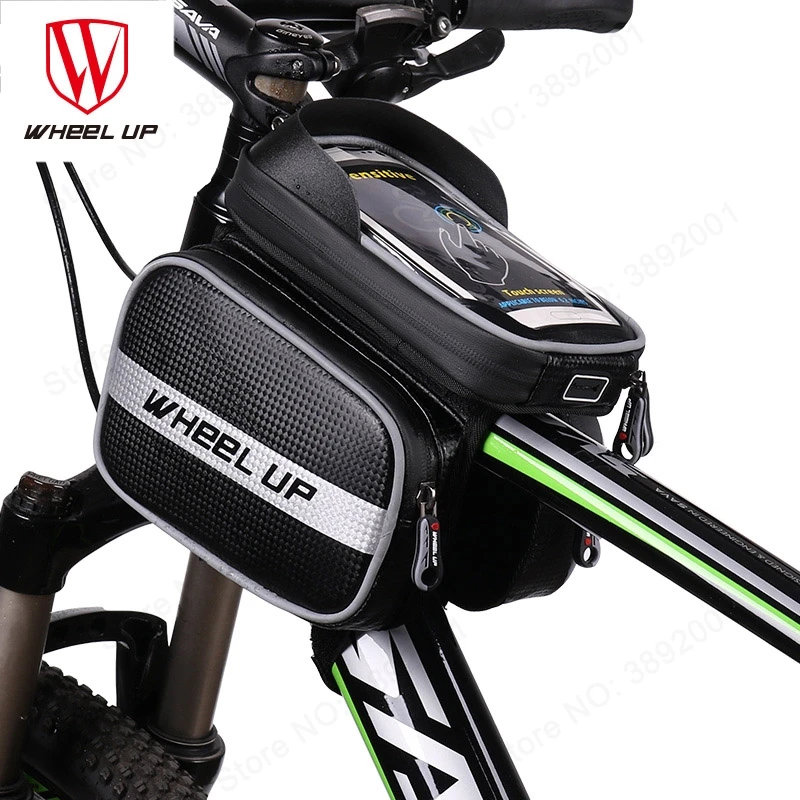 

Wheel UP Top Tube Head Frame Front Waterproof Bike Bags 6.2 Inch Cellphone Bags Bicycle Bag With Double Pouch Cycling Pannier