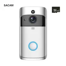 SACAM интеллектуальное видео дверной звонок беспроводная домашняя видеокамера с Wi-Fi Бесплатный облачный сервис 8G sd-карта Двусторонняя беседа ночной таз