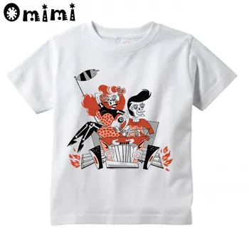 

Children Rockabilly 1960 Classical Fashion Design Tops Boys/Girls Casual T Shirt Kids Cool White T-Shirt