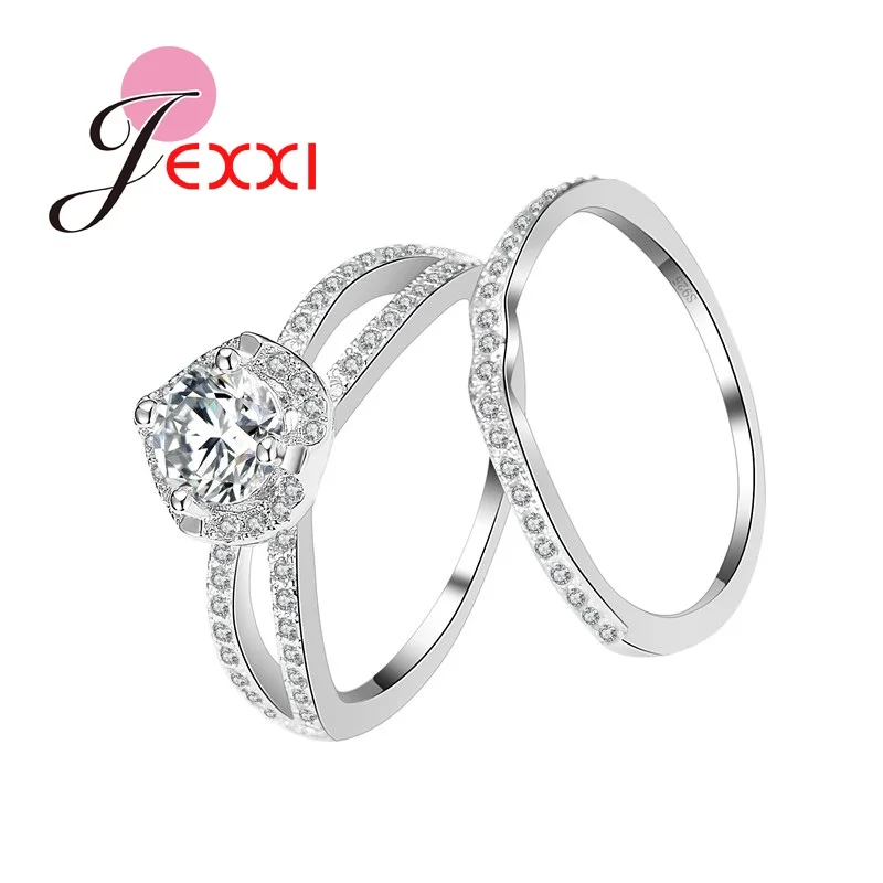 Round Shaped 925 Sterling Silver Bridal Ring Set for Women and Men Nice Wedding Engagement Finger Jewelry Accessories | Украшения и