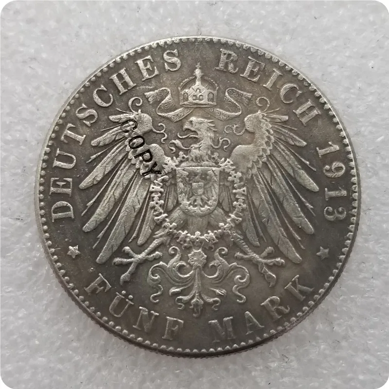 Немецкие Штаты 1913 D Bavaria 5 Mark Proof Silver COPY памятные монеты-копии монет медаль коллекционные монеты