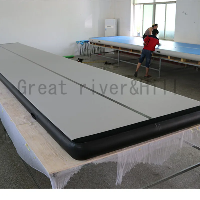  Great river hill fitness training mat inflatable air track foldable mat grey&black 8m x 1.8m x 15cm