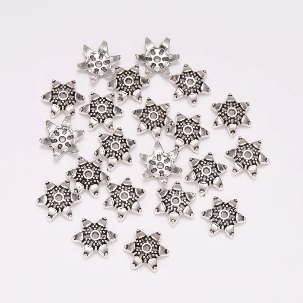 

20pcs/Lot 12mm Antique Hexagram Needlework Flower Caps Metal Beads End Caps For DIY Jewelry Making Findings Supplies Accessories