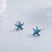 Fengxiaoling модные серьги-гвоздики простые Висячие глазурь Морская звезда серьги для женщин модные 925 пробы серебряные ювелирные изделия