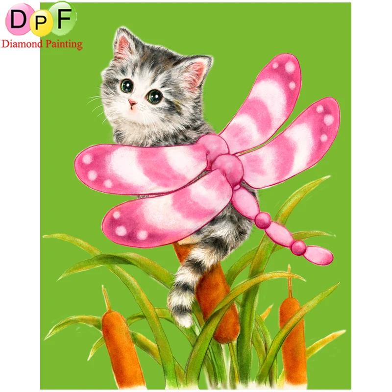 

DPF Round full Diamond embroidery Wings cat diamond cross stitch mosaic diy diamond painting home Decorative painting