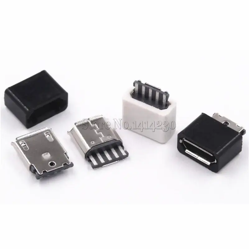 20 шт. DIY Micro USB 5P 5Pin розетка набор разъемов черный и белый с оболочкой тип сварочной