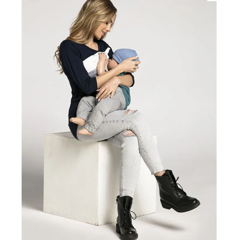 Bottom Maternity Tops For Pregnant Women Clothes Nursing Shirts Breastfeeding Pregnancy Tops Feeding Mother Lactation Wear