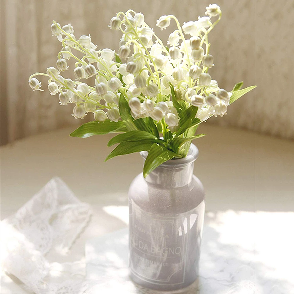 

Mini Artificial Bell Orchid Flower Branch Real Touch Plastic Fake Florals Aquatic Plants Home Party Wedding Decoration Flowers