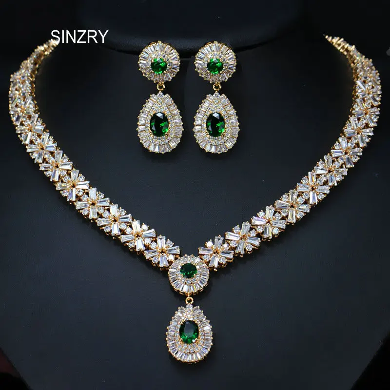SINZRY Luxury jewelry AAA Cubic Zirconia Brilliant waterdrop wedding chokers necklace earring set bridal jewelry set for women SINZRY Luxury jewelry AAA Cubic Zirconia Brilliant waterdrop wedding chokers necklace earring set bridal jewelry set for women
