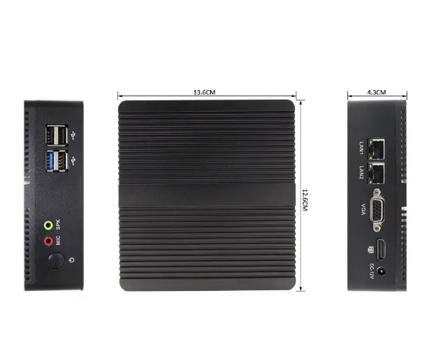 Мини компьютер без вентилятора с четырехъядерным процессором Linux Celeron J1900 2 ГГц