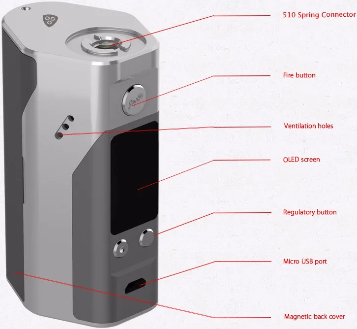 Wismec Reuleaux RX200S Mod улучшилось 0.96 дюйма OLED Экран с Обновление Прошивки контроля