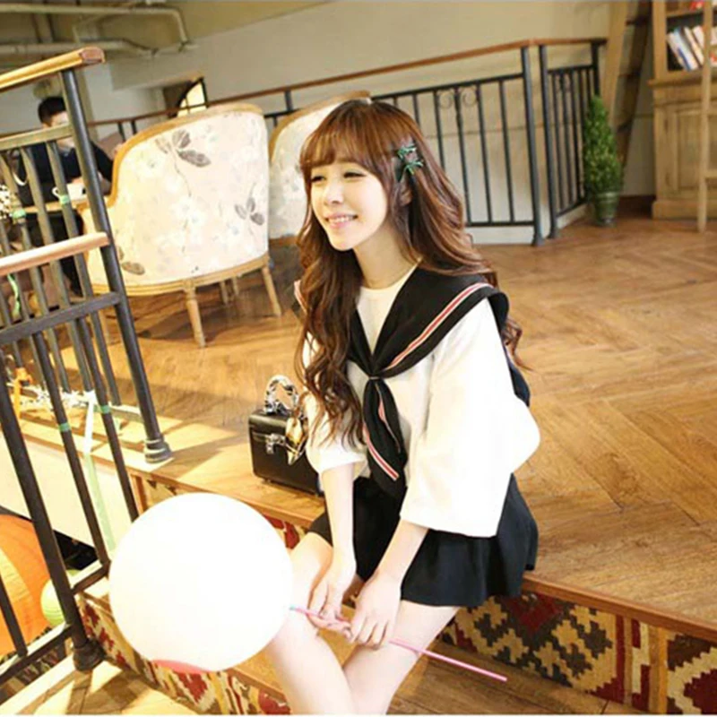 Корейский женский костюм Юнга летняя школьная форма для японской средней школы школьная форма класс японский с коротким рукавом темно-синий ветер сладкий колледж Ветер
