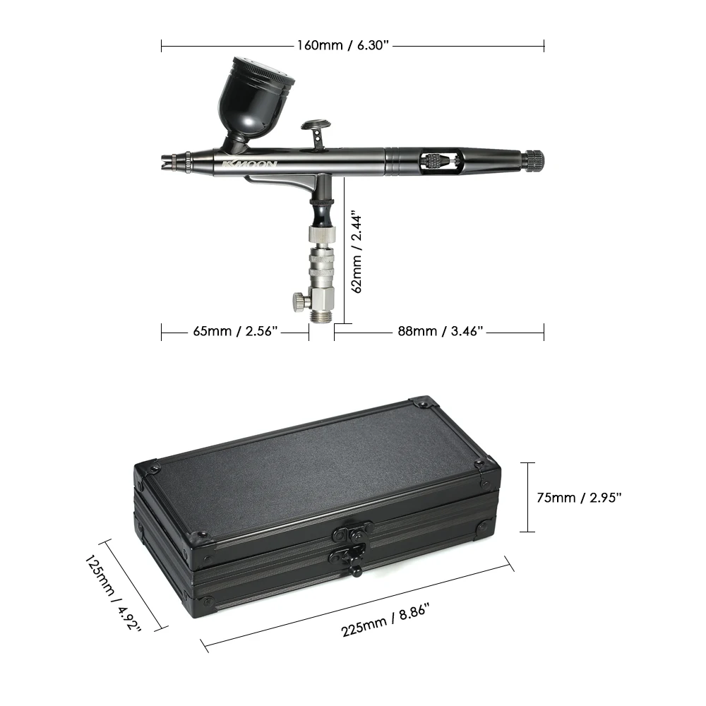 KKmoon профессиональная гравитационная подача двойного действия Аэрограф набор 0,3 мм 8cc триггер распылитель с изысканной подарочной коробкой HT-192