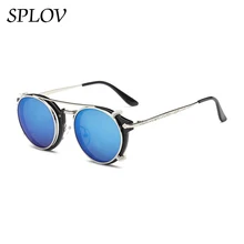 Модные Винтажные паровые панковские Круглые Солнцезащитные очки с клипсой для мужчин и женщин, двухслойные съемные линзы, ретро очки с вырезами, UV400