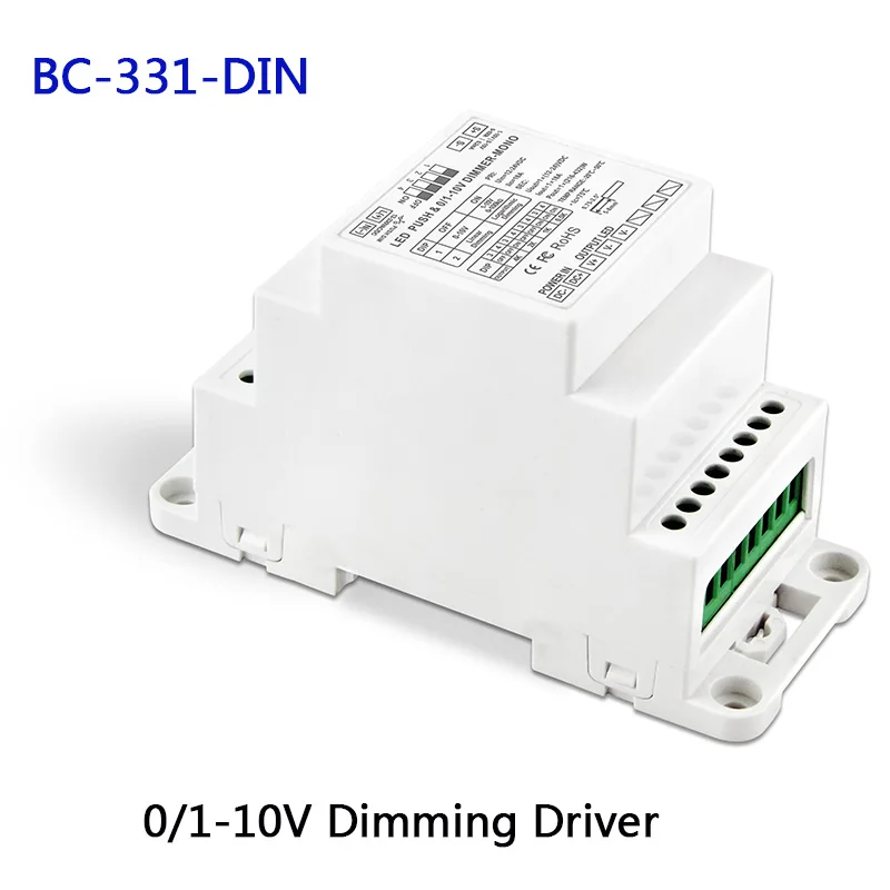 

BC-331-DIN 0-10V 1-10V to PWM LED dimming driver,DC12-24V input,18A*1CH output DIN Rail dimmable Led Dimming power driver