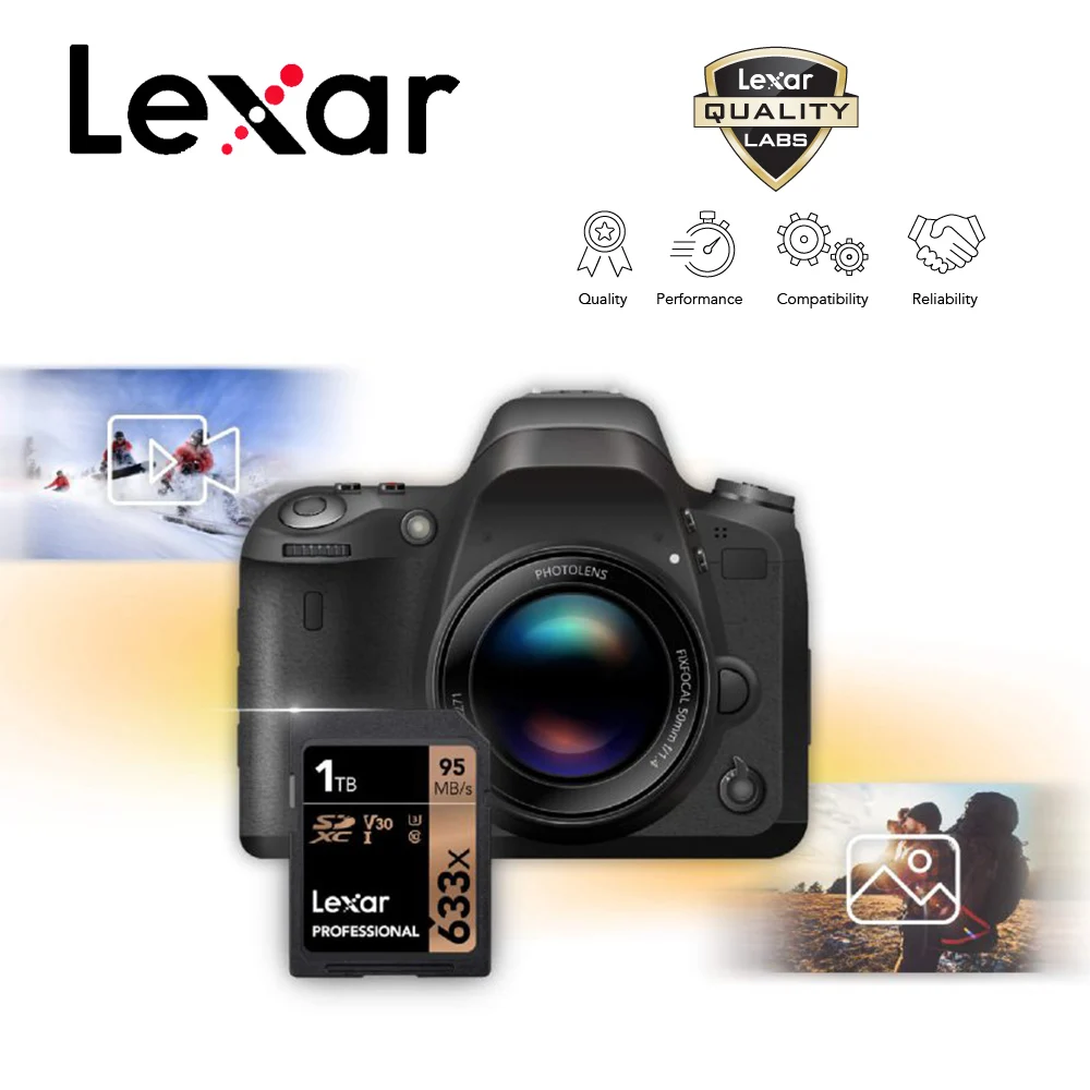 Lexar sd-карта высокой скорости Max95MB/s 32GB 64GB 128GB 256GB 512GB 1 ТБ C10 U1 U3 4K видеокарта памяти Flash 3D SD для камеры