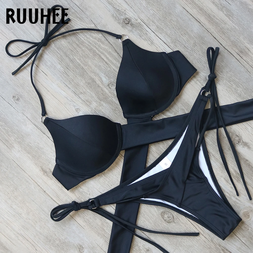 RUUHEE New Bikini Swimwear Women Swimsuit Bikini Set Push Up Bathing Suit 2019 Sexy Cross Strap Beachwear Women's Swimming Suit