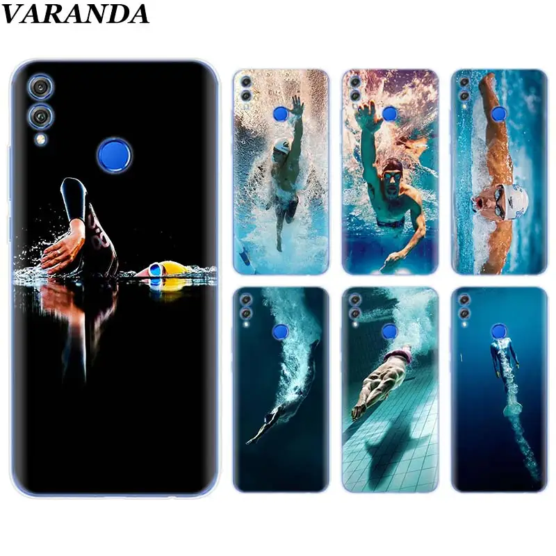 

michael phelps swimming Silicone Soft Case for Huawei Honor 8X 8C 8S 8A 9 10 Lite 20i View 20 Y6 Y7 Y9 2019 Case Coque
