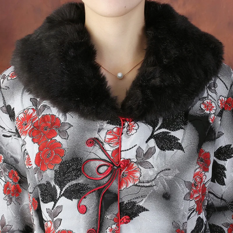 Новая женская зимняя вышитая Цветочная обмотка катушки из искусственной норки меховая стеганая куртка пальто L XL XXL 3XL 4XL TF 019