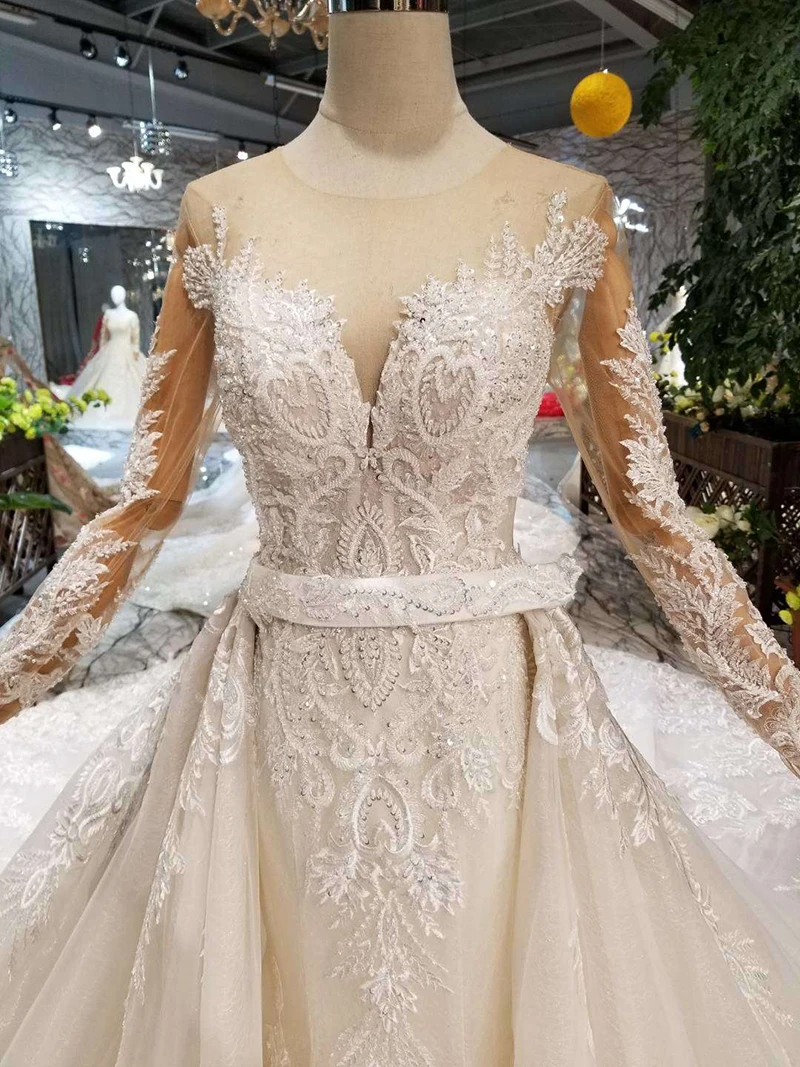 HTL132 свадебное платье со съемным шлейфом и украшением в виде русалки, тяжелое свадебное платье ручной работы с кристаллами в западном стиле, новинка, модный дизайн