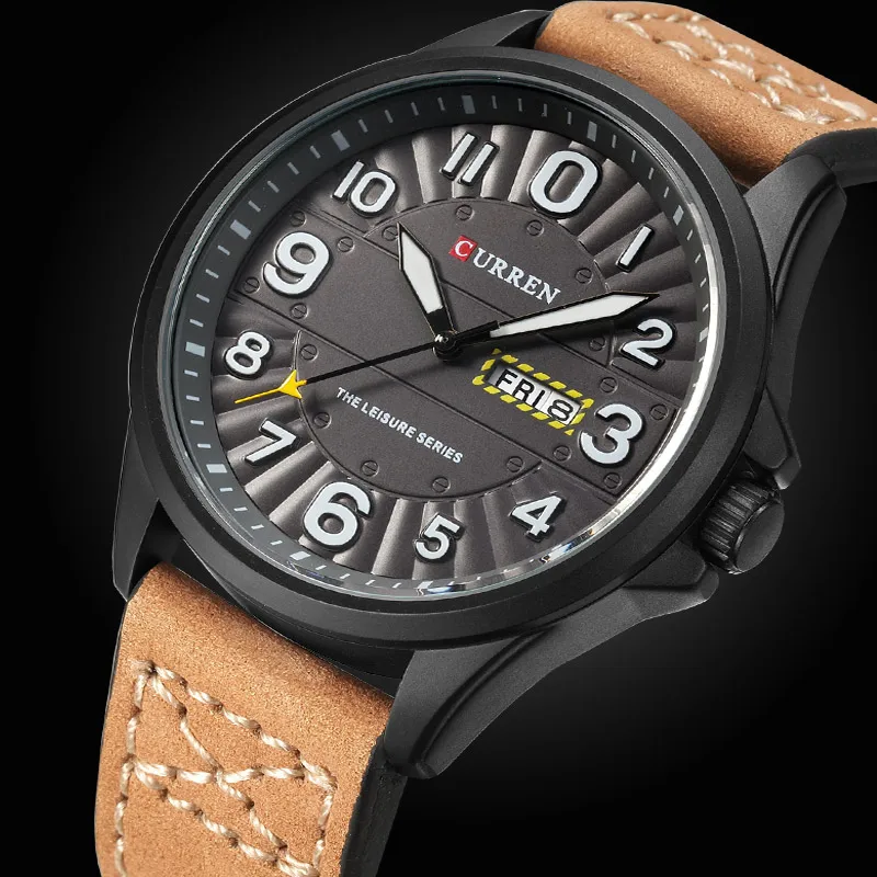 2017 NEW Luxury Brand CURREN Men Sport Watches Men's Quartz Clock Man Army Military Leather Wrist Watch Relogio Masculino brand new curren brand design man male business sport clock casual steel military classic outdoor wrist quartz luxury gift watch
