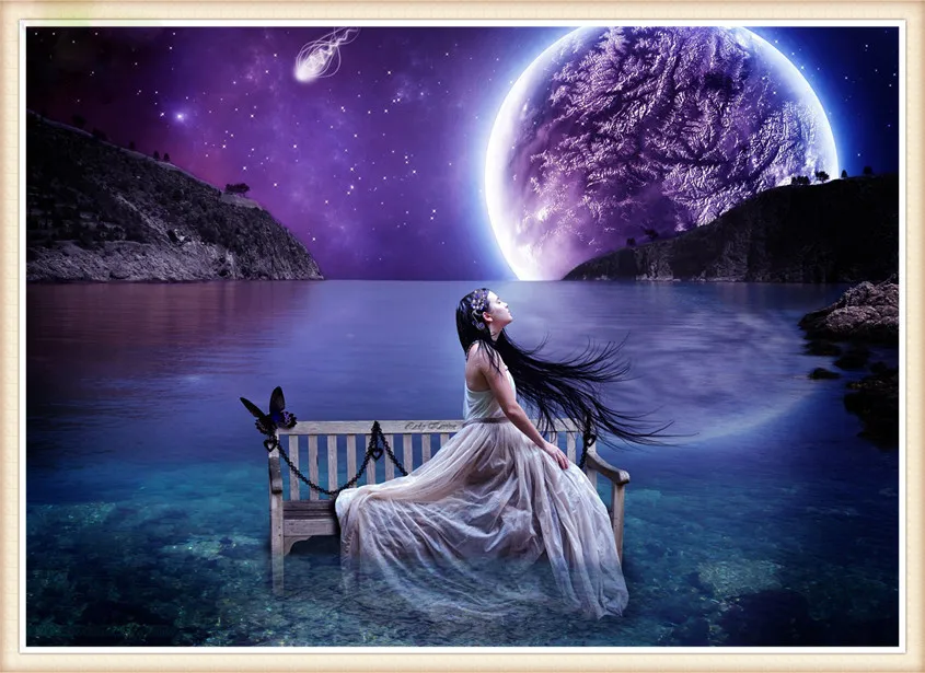 

2016 Rushed New 3d Diy Diamond Painting Female Celestial Wolf Moon Woman Dream Mosaic Embroidery Handicraft Set Canvas Yarn Dyed